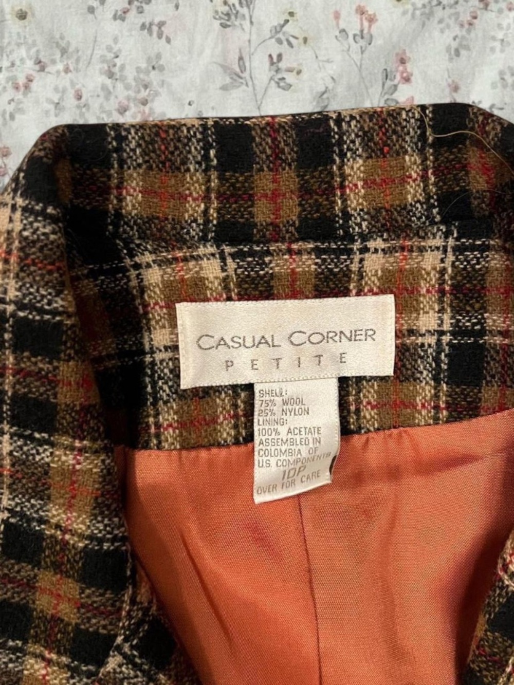 Vintage 90s Autumnal Plaid Blazer Jacket Coat Wool Lined Casual Corner View 3